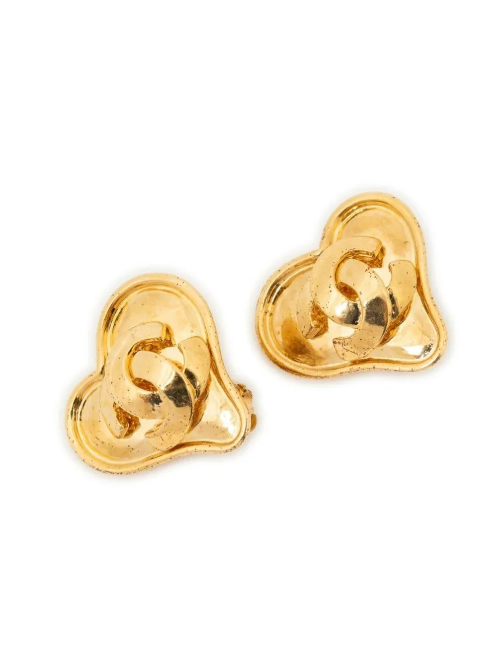 Chanel CC Logo Heart Clip Type Necklace Gold Plated